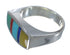 Southwestern Multicolor Inlay Genuine Sterling Silver Ring Size 8 QX75930